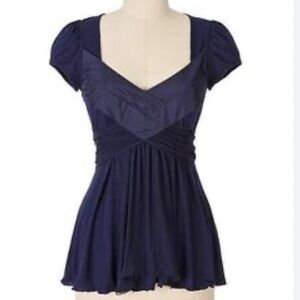 Anthropologie - RicRac Elegant Navy Blue Women's Top - Size M